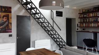 现代简约风格公寓时尚黑色阁楼楼梯设计图