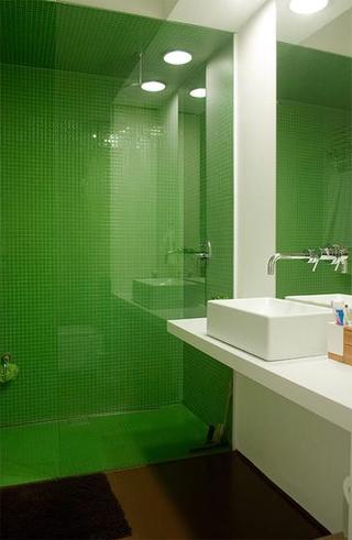 简欧风格复式稳重绿色洗手台图片
