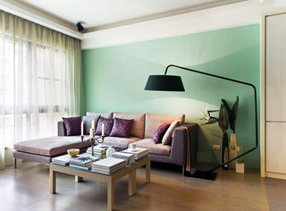 现代简约风格浪漫绿色客厅效果图