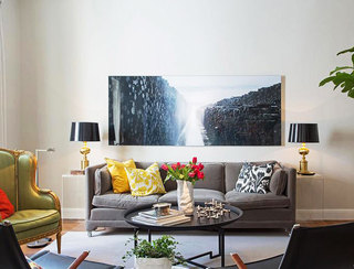现代简约风格舒适客厅背景墙沙发效果图