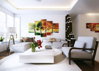 现代简约风格时尚客厅背景墙沙发效果图