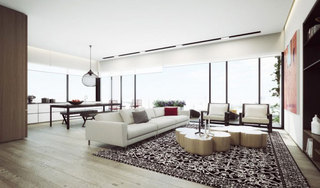 现代简约风格时尚客厅沙发窗户效果图