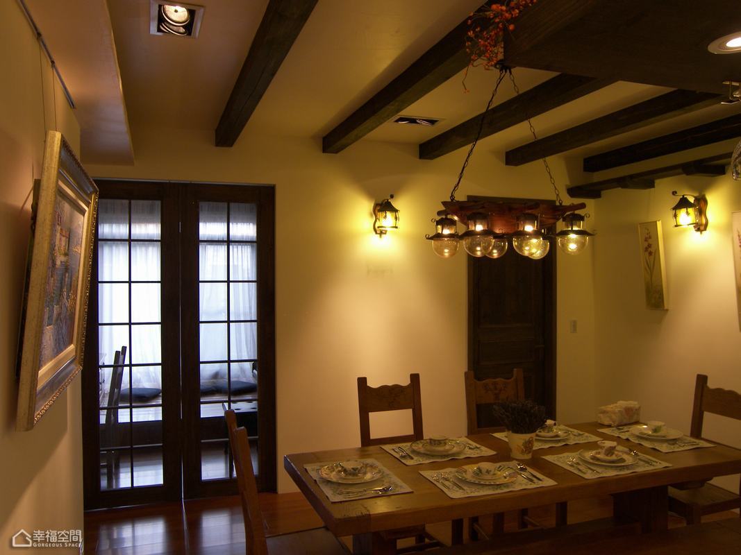 美式乡村风格,舒适,公寓装修,餐厅吊顶