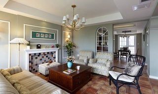 美式风格复式温馨客厅装修效果图