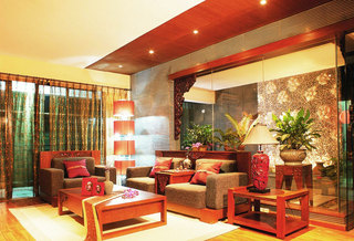 中式风格古典客厅背景墙装修效果图