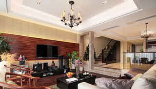 中式风格简洁客厅客厅电视背景墙装修效果图