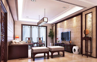 中式风格简洁客厅吊顶设计图