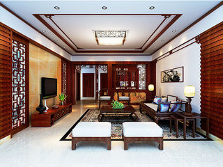 中式风格古典客厅吊顶改造