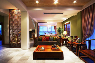 中式风格大气客厅沙发背景墙设计图