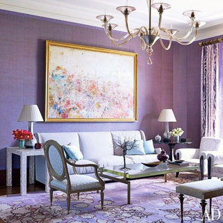 欧式风格紫色欧式客厅设计图