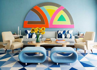 欧式风格蓝色欧式客厅效果图