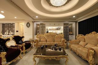 欧式风格古典豪华型沙发背景墙装修效果图