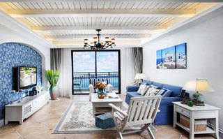 地中海风格舒适白色客厅改造