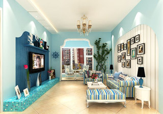 地中海风格客厅电视背景墙设计图