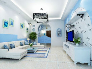 地中海风格客厅电视背景墙效果图