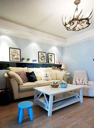 地中海风格浪漫蓝色客厅设计图