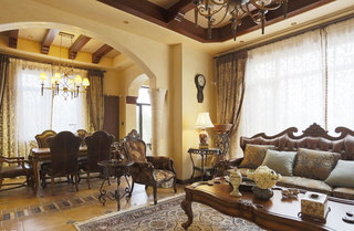 地中海风格浪漫咖啡色客厅改造