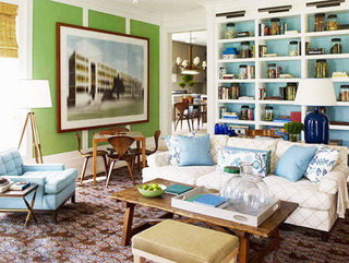 田园风格温馨蓝色客厅装修图片
