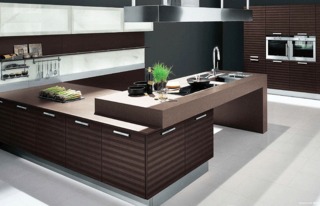 现代简约风格艺术褐色厨房吧台床图片