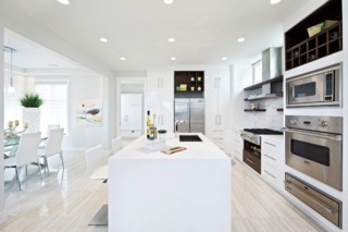 现代简约风格简洁白色厨房吧台装修效果图