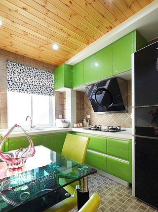 现代简约风格小清新绿色厨房橱柜定制