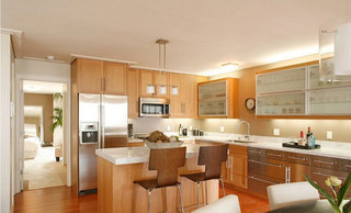 现代简约风格小清新原木色厨房吧台装修图片