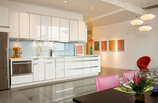 现代简约风格时尚白色厨房橱柜设计图
