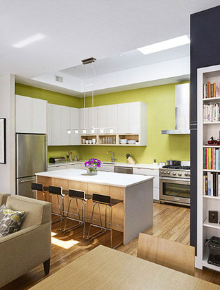 现代简约风格时尚绿色厨房橱柜设计图
