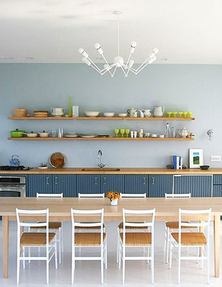 现代简约风格实用蓝色厨房餐桌效果图