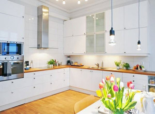 欧式风格简洁白色厨房橱柜设计图纸
