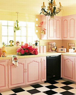 欧式风格小清新粉色厨房橱柜设计图纸