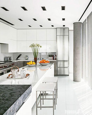 欧式风格大气白色厨房吧台设计