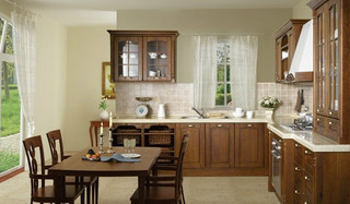 欧式风格稳重褐色厨房装修图片