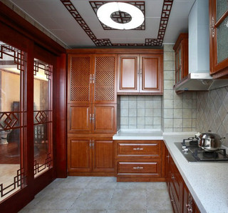 中式风格古典黄色厨房橱柜设计图纸