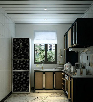 中式风格实用黑色厨房橱柜安装图