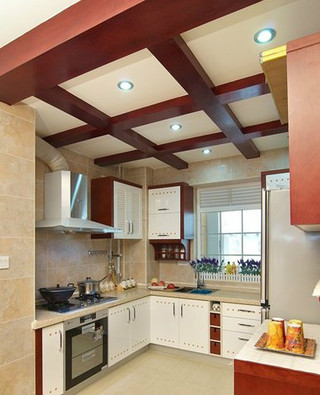 中式风格实用白色厨房橱柜设计图