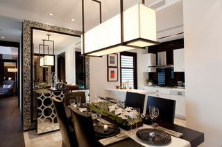 新中式风格时尚黑白厨房餐桌图片