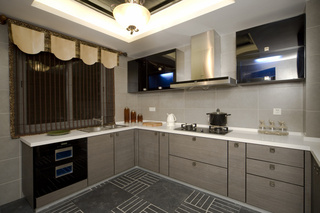 新中式风格时尚灰色厨房橱柜设计图