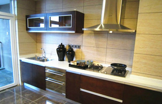 中式风格简洁褐色厨房橱柜图片