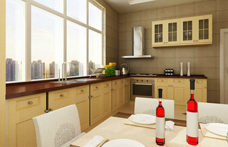 中式风格简洁暖色调厨房餐桌图片