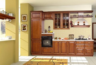 稳重黄色厨房橱柜效果图