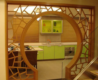 中式风格大气绿色厨房橱柜设计