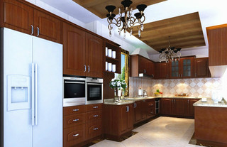 中式风格简洁黄色厨房橱柜安装图