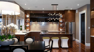 中式风格简洁褐色厨房橱柜设计图