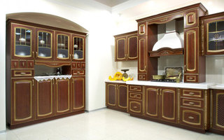 中式风格稳重暖色调厨房橱柜设计