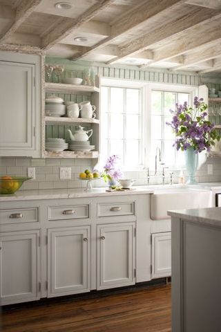 田园风格简洁白色厨房橱柜定做