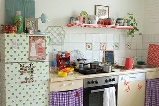 田园风格超小户型黄色厨房橱柜图片