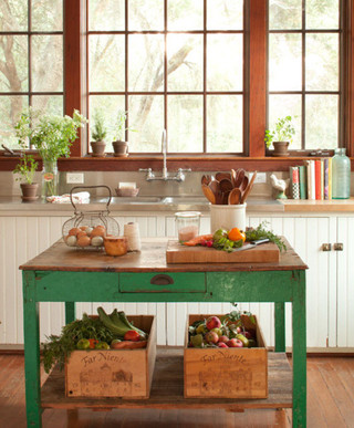 田园风格浪漫绿色厨房餐桌效果图