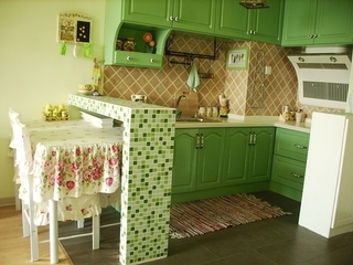 田园风格浪漫绿色厨房橱柜设计图