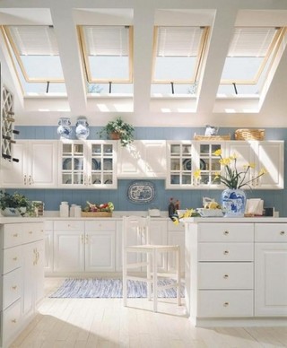 田园风格简洁白色厨房橱柜效果图